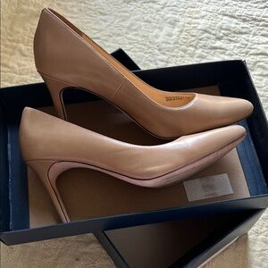 Cole Haan Beige Leather Pointed-Toe Pumps